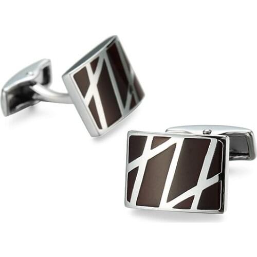 XKZM Red Cufflinks For Men Jewelry High Quality Enamel Classic Stripe Square Men Cuff Links Wedding Mens Custom Business gift
