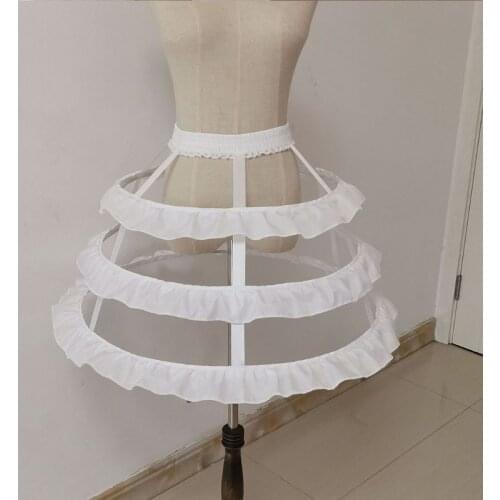 Women 3-Hoop Petticoat Skirt Hollow Out Ruffles Japanese Lolita Dress Pannier Bird Cage Wedding Cosplay Crinoline Underskirt