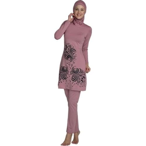 S-4XL 2019 Plus Size Muslim Swimwear Women Modest Floral Print Full Cover Swimsuit Islamic Hijab Islam Burkinis Beachwear Bath