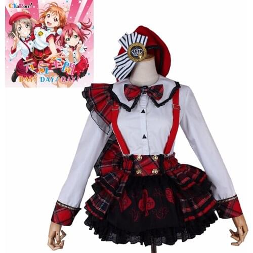 Love Live Sunshine Aqours CYaRon Concert Watanabe You Shirt Dress Uniform Outfit Anime Cosplay Costumes