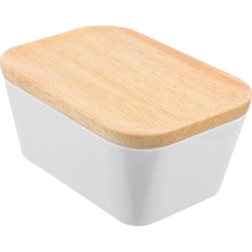 1Pc Kitchen Butter Container Home Butter Storage Box With Lid Butter Dish With Bamboo Cover Butter Box Assorted Color