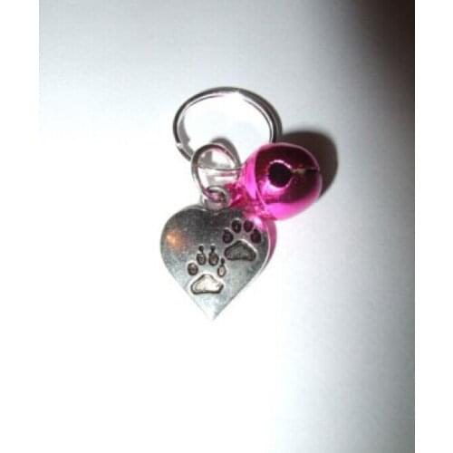 1pcs Fashion Jewelry Dog Paw Print Heart & Mix Bell Charm Keychain DIY Fit Key Circle Jewelry Findings