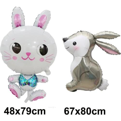 2pcs/set Happy Easter Big Cartoon Animal Balloon Easter Rabbit Foil Balloons Birthday Party Decor Rabbit Buuny Helium Balloons