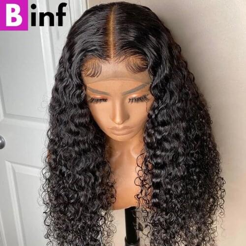 Indian Remy Deep Wave Human Hair Wig 13x6 13x4 Lace Front Wig 150% Density Pre-Plucked With Baby Hair Natural Wig For Women