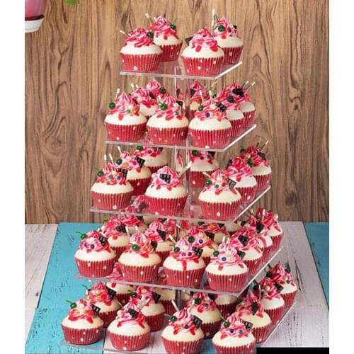 5-Tier Square Acrylic Cake Showing Stand Wedding Party Fruit Rack Cake Rack Cake Stand