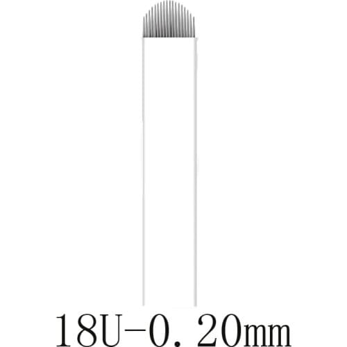 Tattoo Needle 0.16/0.18/0.20/0.25mm 50pcs 18U Shape Microblading Blades Permanent Makeup Manual Eyebrow Tattoo Needles