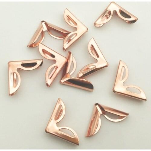 50PCS/Lot 16X16X4mm Rose Gold Metal Book Corners For Photo Albums Menus Folders DIY Scrapbooking Decor Corner Protectors WD0278