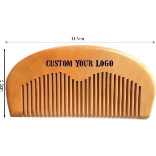 500pcs/lot Customized Engraved Your Logo Natural Peach Wooden Comb Beard Comb Pocket Comb 11.5*5.5*1cm SN94