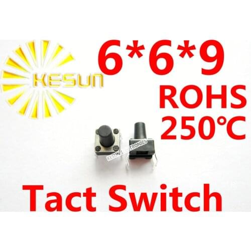 FREE SHIPPING 100PCS 6X6X9 DIP Tactile Tact Mini Push Button Switch Micro Switch Momentary ROHS