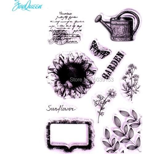 Sunflower Kettle transparent clear stamp for DIY Scrapbooking/Card Making/Sewing Fabric Cloth/Stamp set stationery Supply Decor