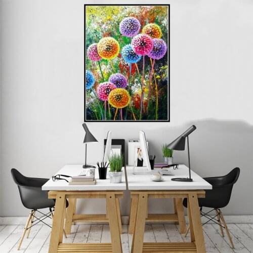 Colorful Dandelion Grass Poster Canvas Print Painting Wall Art Living Room Home Decoration