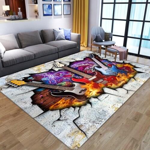 Colour Guitar 3D Printed Carpets For Living Room Bedroom Area Rugs Cartoon Child Room play Area Carpet Flannel Kids Play Big Mat