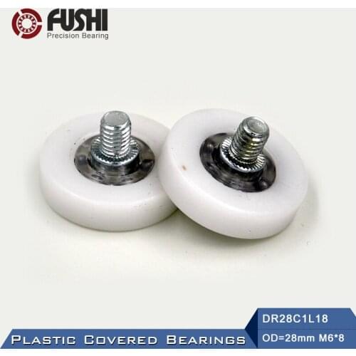 DR28C1L8 Screw Pulley Bearing 6*28*7 mm ( 2 PCS ) Doors and Windows Roller Mute Wheel POM 636 M6*8 Plastic Covered Bearings
