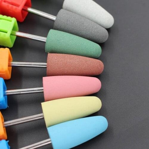 ASWEINA 7pcs/lot 10*24mm Head Silicon Nail Drill Bit Nail Flexible Polisher Nail Polished Tools Electric Machine Accessories
