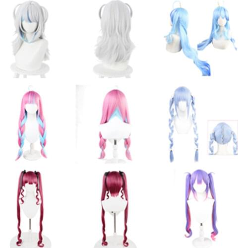 Hololive English VTuber Hoshimati Suisei Cosplay Wig Heat Resistant Synthetic Hair Carnival Halloween Party Props