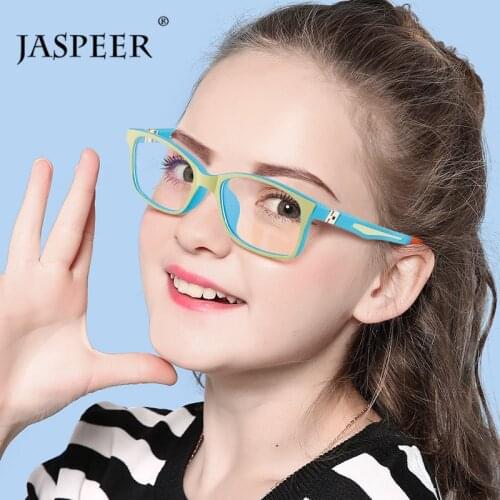 JASPEER Rectangle Children Blue Light Blocking Eyeglasses TR90 Kids Computer Glass Anti Blue Eyeglasses Boys Girls Age 7-12