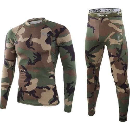 Camouflage Thermal Underwear Sets Winter Outdoor Quick Drying Tactical Long Johns Compression Fitness Training Cycling Underwear