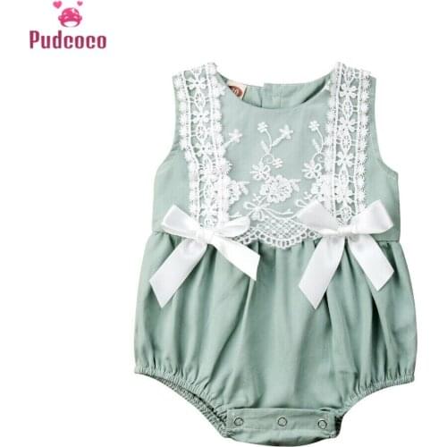 Summer Infant New Born Clothes Baby Girl Romper Lace Ruffles Jumpsuit Cute Bow Knot Sunsuit Baby Onesie Ropa Bebe