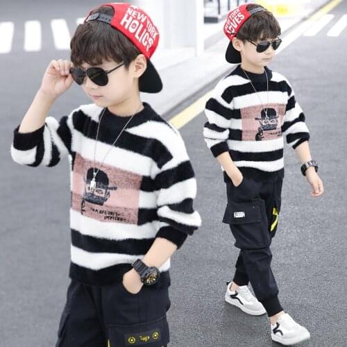 Hot Sale Knitting Spring Autumn Winter Sweater Baby Boys Kids Childrens Warm Plus Velvet Thicken Top High Quality