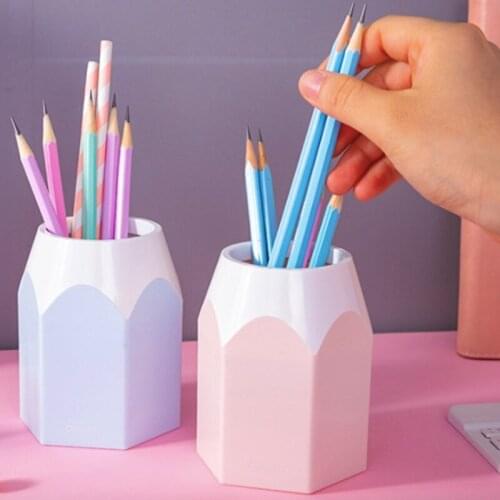 Lovely Plastic Desk Organizer Desktop Office Pen Pencil Holder Makeup Storage Tray Makeup Brush Container Students stationary