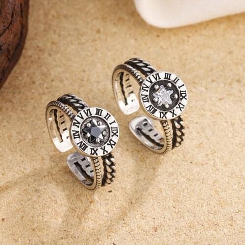 Miuoxion Retro Roman Numeral Zircon Ring Personality Fashion Punk Party Jewelry For Women Feature Namour Charm Gift All Seasons