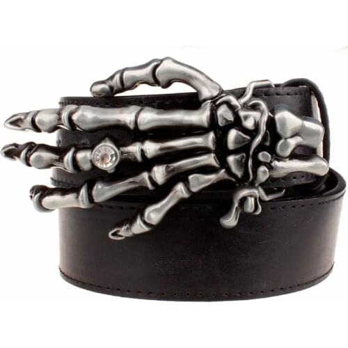 Fashion men belt skull buckle skull hand Heavy metal rock skull belt buckle skeleton head devil hand punk style belt