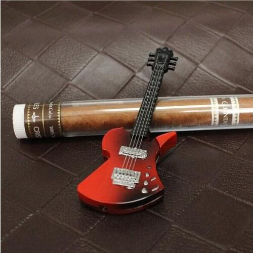 Small guitar inflatable lighter, creative windproof metal painting cigarette lighter