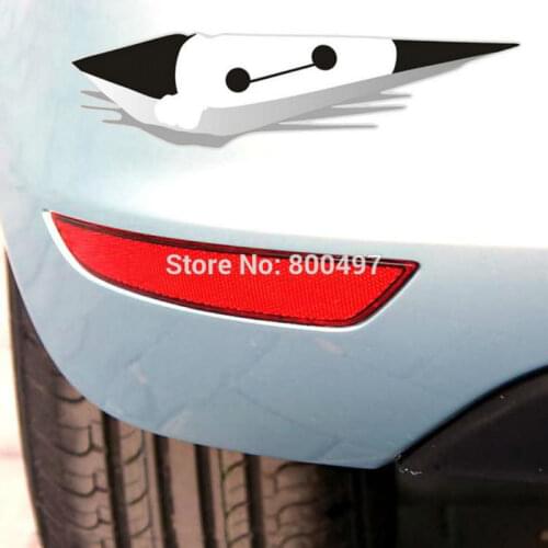 Funny Big Hero 6 Baymax Peering Car Sticker Decal Rear View Mirror Car Body for Tesla Toyota Ford Chevrolet Volkswagen Kia Lada