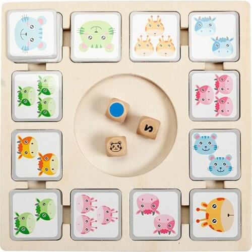 Animal Sucking Board Game Toy Wooden Animal Sucking Color Cognition Matching Chess Game Memory Training Early Educational Toys