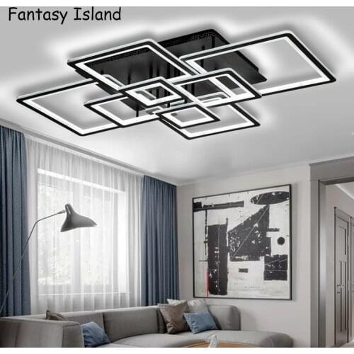 New 10 8 6 Square Modern Led ceiling lights For living room bedroom AC180-265V Black Ceiling Lights Fixtures Pedent Lamps