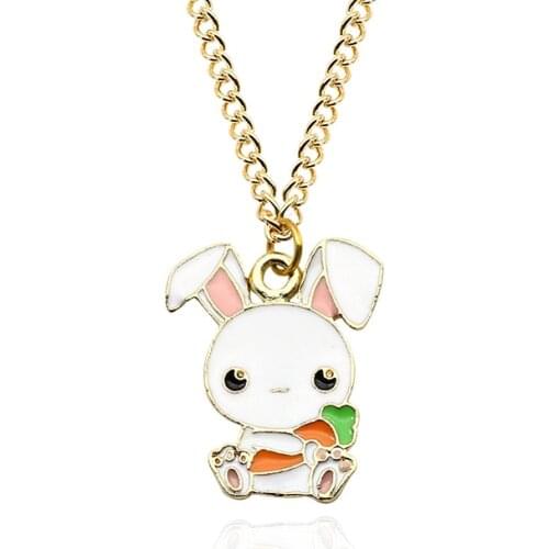Fashion New Girl Necklace Cute Animal White Rabbit Hug Carrot Pendant Alloy Temperament Female Birthday Jewelry Gift Hot