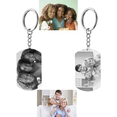 Customized Personalized Photo Words Keychains Engraved Stainless Steel Key Ring For Birthday Gifts