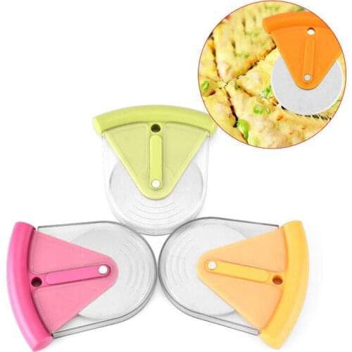 Plastic Creative Pizza Cutter Slicer Single With Protective Guard Sharp Blade Cover Pies Waffles Dough Cookies Pizza Tools
