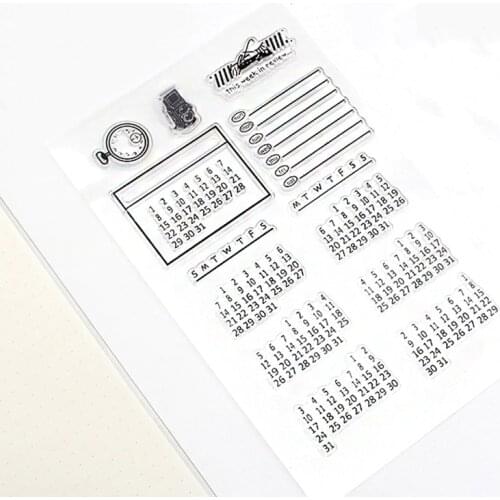 Weekly calendar month plan new hand account diary DIY decoration student stamp craft supplies clear rubber stamps