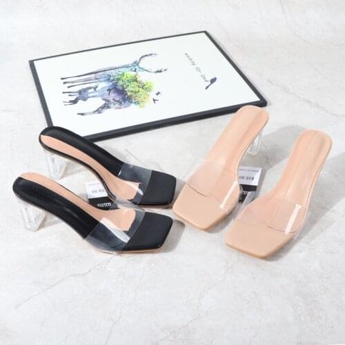 Summer PVC Crystal Sandals Open Toed High Heels Fashion Women Transparent Heel Sandals Luxury Slingbacks Party Slippers Pumps