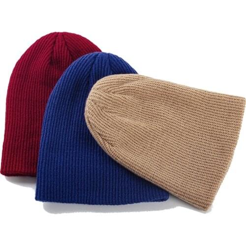 Women Adult Soft Beanies Fashion Solid Color Elastic Polyester Hats Men Casual Autumn Winter New Ribbing Knitting Caps Bonnet