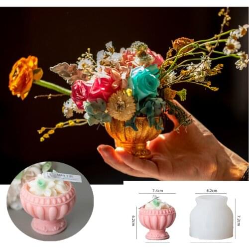 Retro Flower Pot Silicone Mold 3D Silicone Molds for Epoxy Resin Succulent Flower Plant Pot Concrete Cement Clay Mold