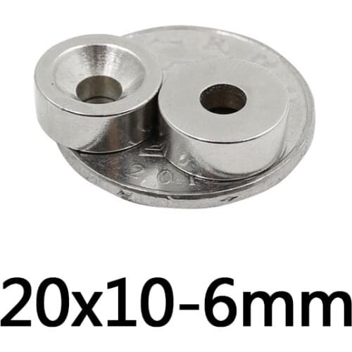 2/5/10PCS 20x10-6 Strong Cylinder Rare Earth Countersunk Magnet 20*10 mm Hole 6mm Round Neodymium Magnetic Magnets N35 20*10-6