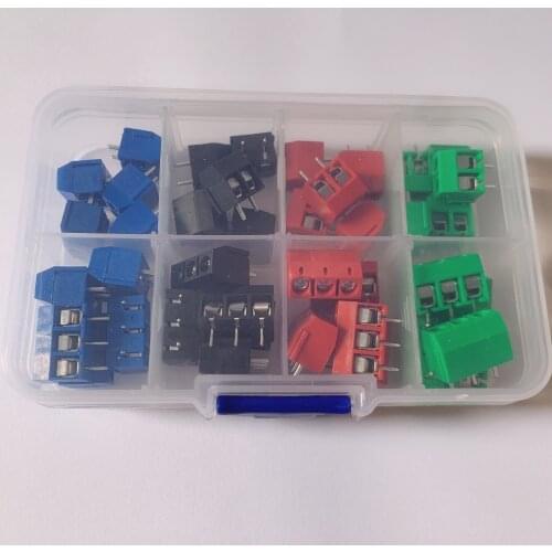 40 pieces/box KF301-2P-3P Screw 2Pin 3Pin 5.0mm Straight Pin PCB Screw Terminal Block Connector Blue / green/Red / Black