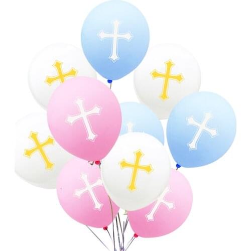 1pc Easter Cross Baptism Favors Foil Balloons Baby Shower Boy Girl Pentecost Jesus Christening Birthday Party Decorations Globos