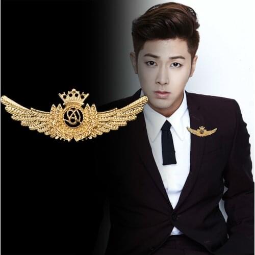 I-Remiel New Retro British Style Crown Angle Wing Brooch Pin for Men Metal Badge Pins and Brooches for Shirt Collar Accessories