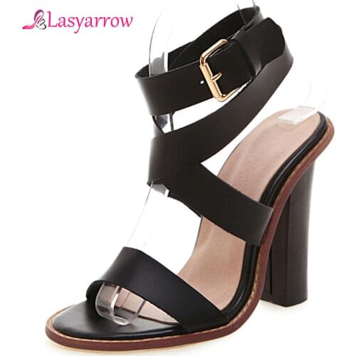Lasyarrow size 32-48 new summer sandals buckle super high heels shoes women ladies prom wedding shoes elegant women sandals J870