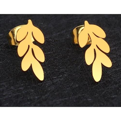Plant Leaf Gold Earrings for Women Fashion Jewelry 2021 Gifts for Women Accessories European American Ladies Simple Earrings
