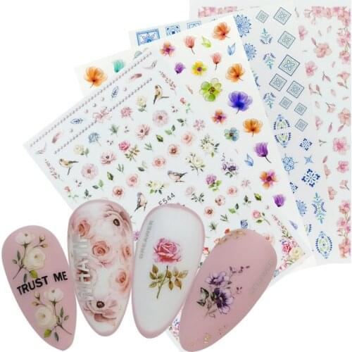 1 Sheet 2020 Spring New Arrivals Nail Sticker 3D Self Adhesive Decal Flower Leaf Cherry Blossoms Nail Decorations Tip Manicure