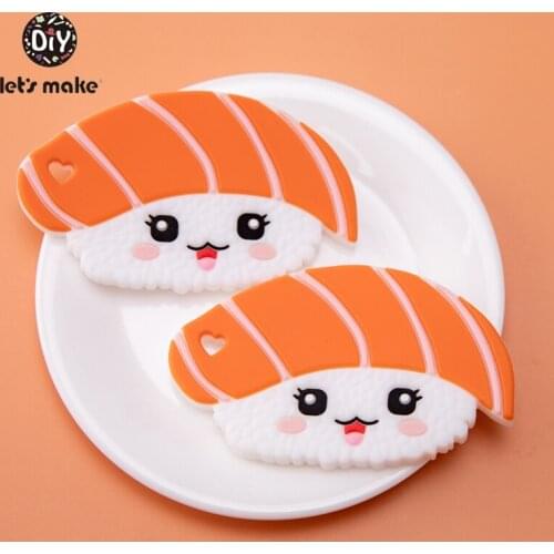Lets Make Baby Toys Food Grade Silicone Teether For Teeth 1PC Sushi Pendant For Pacifier Eco-friendly BPA Free Baby Teething