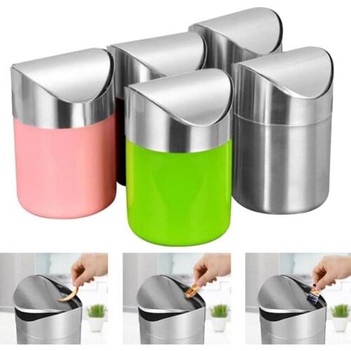 1 Pcs Ashtray Round Durable Protable Stainless Steel Desktop Ashtray Smoking Ash Holder Trash Can Home Decor Desktop Ashtray