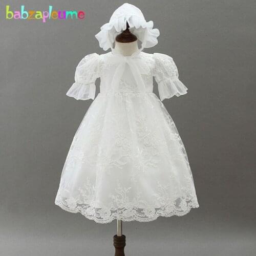 2PCS/Baby Princess Clothes 0-24Months Newborn 1 Year Girls Cute Outfits Baptism Gowns Elegant Dress+Hat Wedding Dresses BC1677-1
