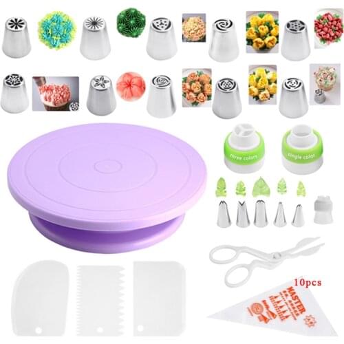 Cake Decorating Tip Sets 33pcs Pastry Bag Confectionery Accessories Nozzle Stainless Cream Cake Baking Tools