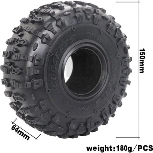 4pcs 2.2 inch JCONCEPTS Rubber Tyre 2.2 Wheel Tires 150X64MM for 1/10 RC Crawler Wraith RR10 SCX10 Jeep Wrangler 2.2 WHEEL