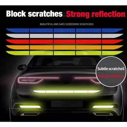 5pcs/set Car Body Trunk Exterior Reflective Sticker 91*4 Anti-collision Warning Reflective Sticker Long Night Sticker Decoration